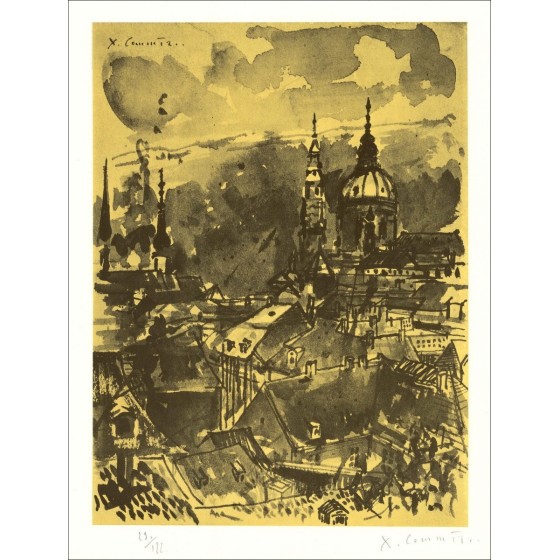 Jean Commerce - Original-Lithographie "Schönheiten Europas, Prag 02" 32x24cm - 1971