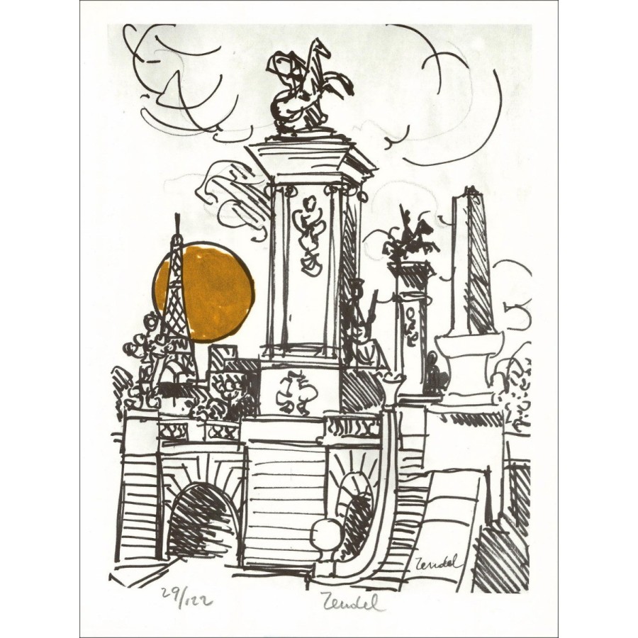 Gabriel Zendel - Originele litho "schoonheden van Europa 01" 32x24cm - 1971