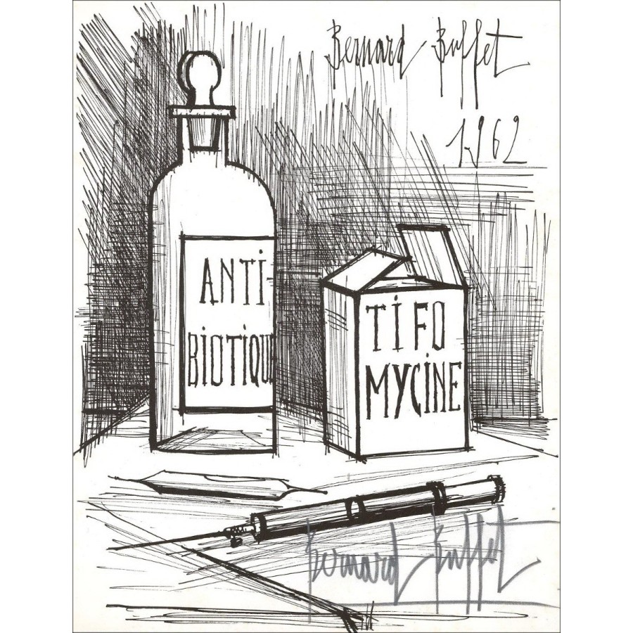 Bernard Buffet - Tifomycin Antibiotica, 1963 | Ondertekende print