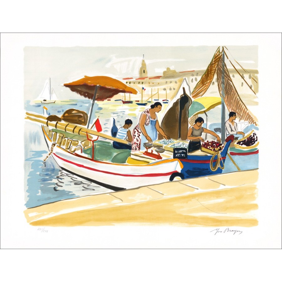 Comprar Yves Brajader Original Litografía Port de Marsella Venta a la subasta