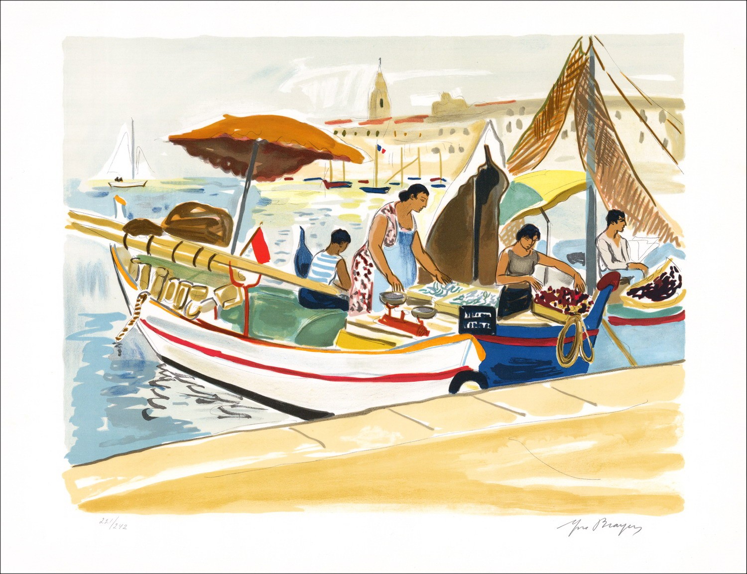 Acquista Yves Brayer Brayer Litografia originale Port de Marseille Vendita all'asta