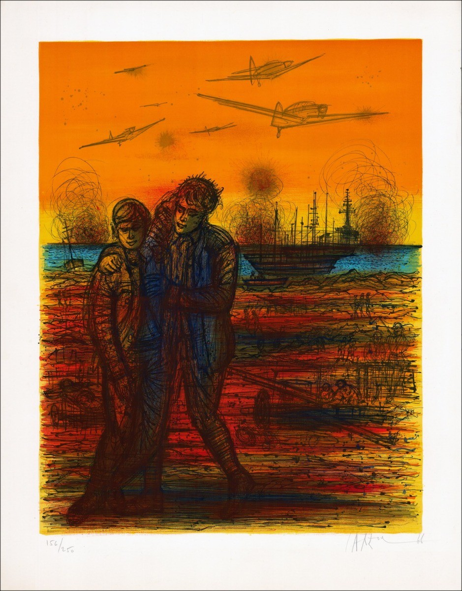 Kaufen Die Landung von Jean CARZOU Original Lithograph 1966