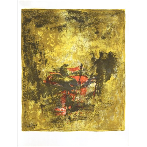 Lebadang - Original-Lithographie "Zusammensetzung in gelb" 67x51cm