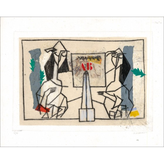 James Coignard - Original Carborundum Gravur "Les Damen der Tugend 02" 46x58cm