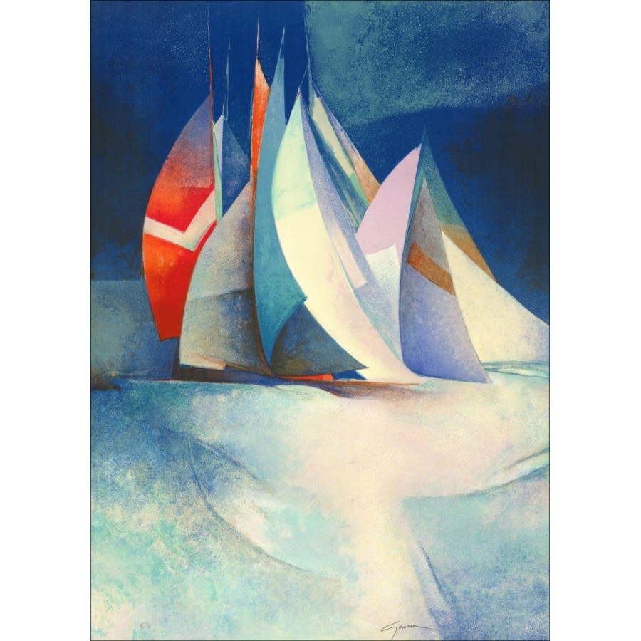 Comprar Claude Gaveau Original Litografía Veleros en alta mar