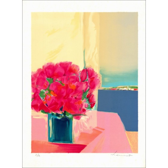 Koop Lithografie Claude Hemeret Boeket van bloemen in een vaas