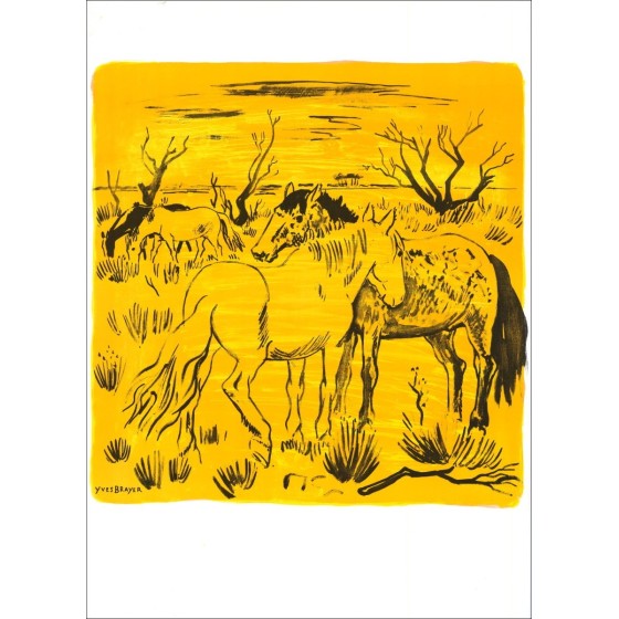 Caballos de litografía originales en Yves Brayer Camargue para comprar
