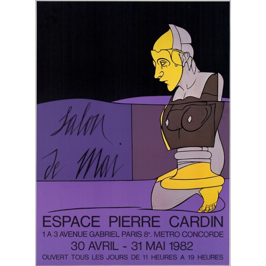 Valerio Adami - Silenscreen "Ausstellung Pierre Cardin" 59x44cm - 1982