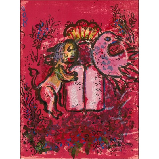 Marc Chagall - Originele Litho "Tafels van de wet" 32x24cm - 1962