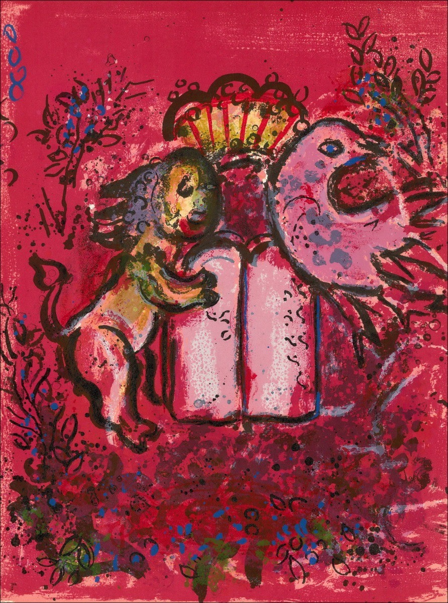 Marc Chagall - Litografía originales "Tablas de la ley" 32x24cm - 1962