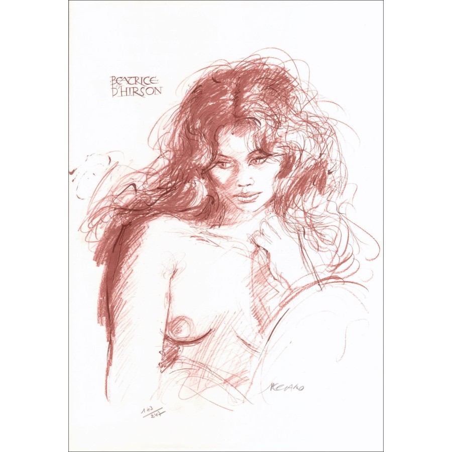 Jacques Pecnard "Béatrice d'Hirson" Litografía original en papel de vitela, firmado con lápiz y numerado