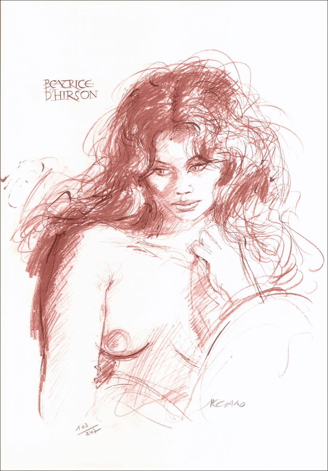 Jacques Pecnard "Béatrice d'Hirson" Original-Lithographie auf Vellum-Papier, signiert in Bleistift und nummeriert