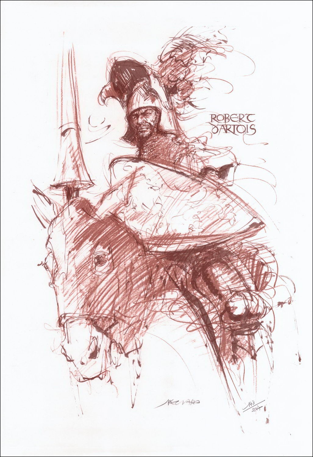 Jacques Pecnard "Robert d'Artois" Original-Lithographie auf Vellum-Papier, signiert in Bleistift und nummeriert