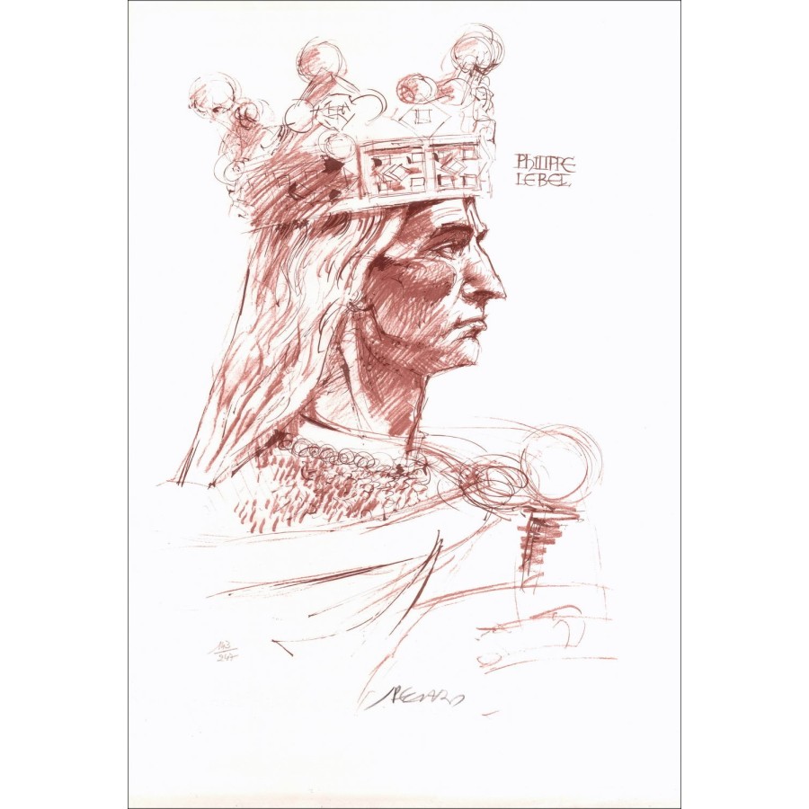 Jacques Pecnard "Philippe le Bel" Original-Lithographie auf Vellum-Papier, signiert in Bleistift und nummeriert