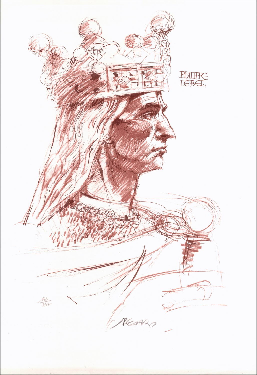 Jacques PECNARD "Philippe le Bel"  Lithographie Originale sur papier vélin, signée au crayon et numérotée