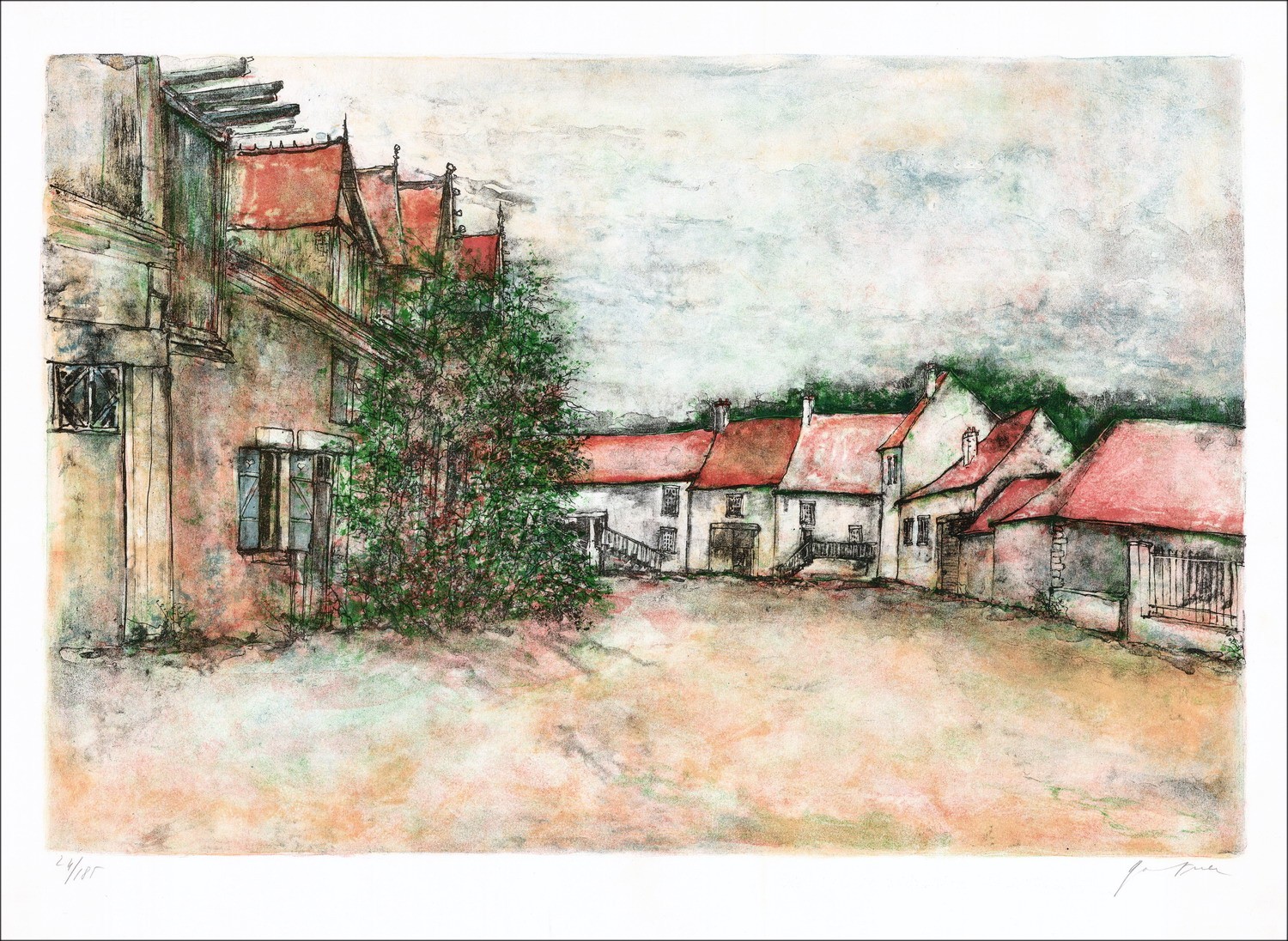 Comprar Bernard GANTNER Litografía original Hameau en el campo
