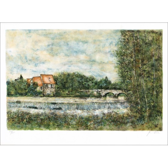 Comprar El pequeño puente de piedra un Litógrafo original de Bernard GANTNER 
