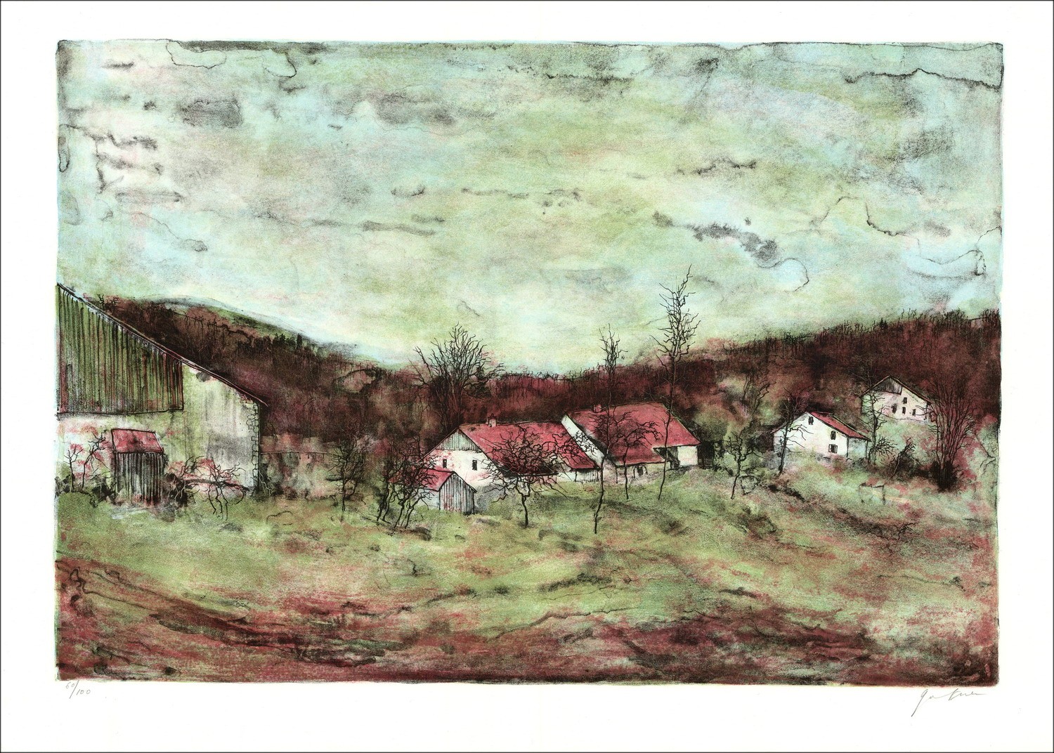 Buy Original Lithograph The hamlet of Bernard GANTNER