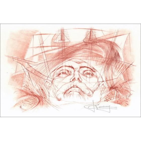 Raymond CARRANCE "Ritratto" Litografia originale su carta di seta, firmata a penna - 40x59cm