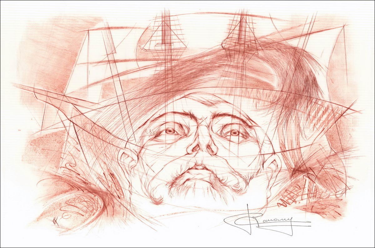 Raymond CARRANCE "Portrait" Original lithograph on silk paper, signed with a pen - 40x59cm