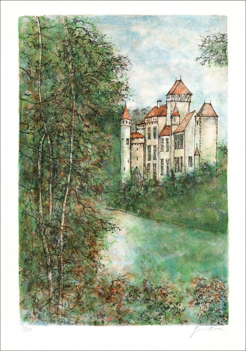 Buy Château de Cléron an original lithograph by Bernard GANTNER 