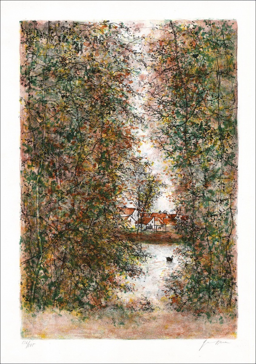 Compra una vista original de litografía del pueblo de Bernard Gantner 
