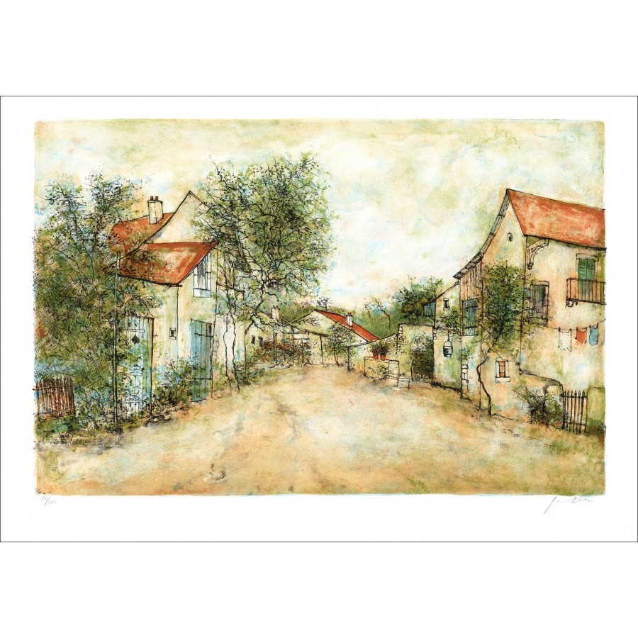 Achat Lithographie de Bernard GANTNER Le hameau fleuri