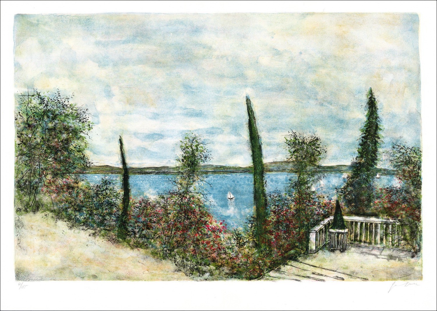 Buy Terrace on Lake Bernard GANTNER Original Lithograph
