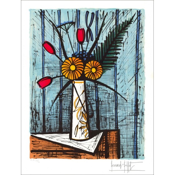 Bernard Buffet 'Tulipes et Soucis' 1984 - Original Lithograph Referenced