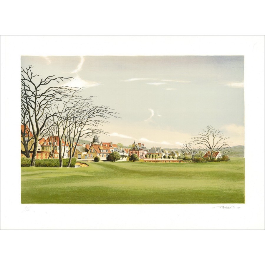 Pierre BAZIRE - Original Lithograph "Landscape of Normandy" 56x76cm