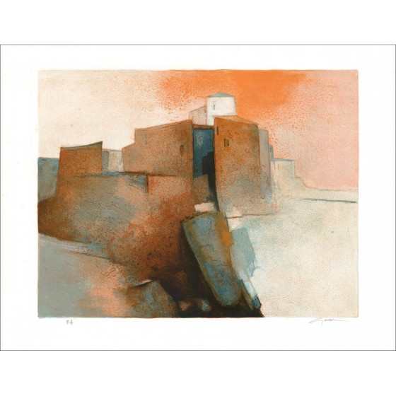 Buy Original Lithograph Claude GAVEAU Mediterranean houses  