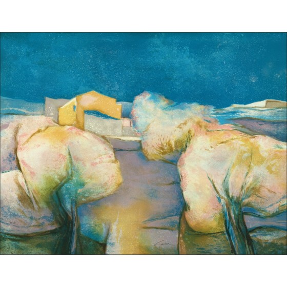 Paesaggio campagna Litografia originale Claude Gaveau da acquistare