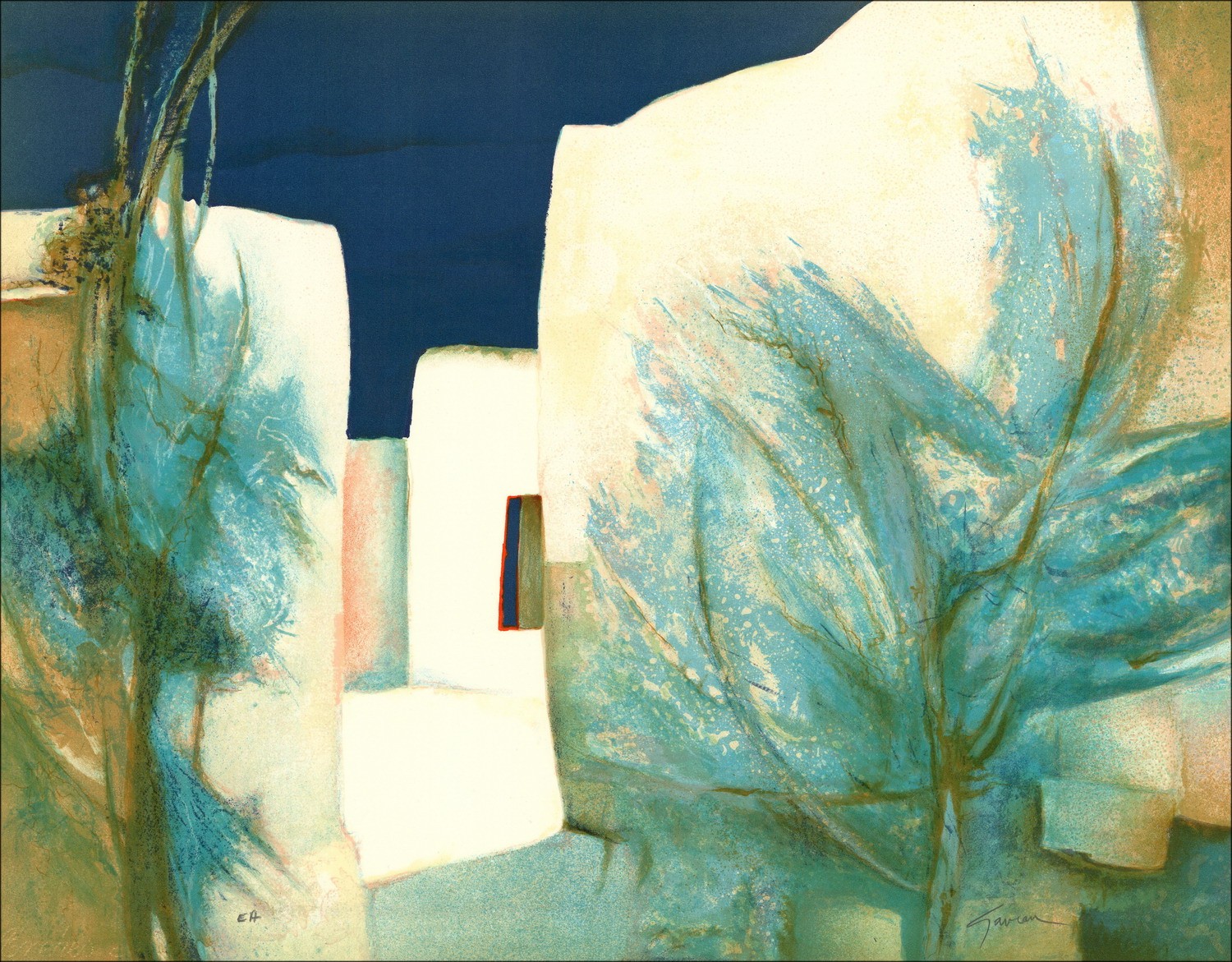 Acquista case mediterranea Claude Gaveau Litografia originale