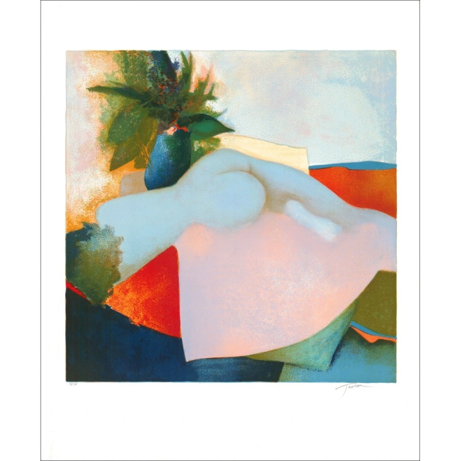 Buy Nude with red sheet Original Lithograph Claude GAVEAU