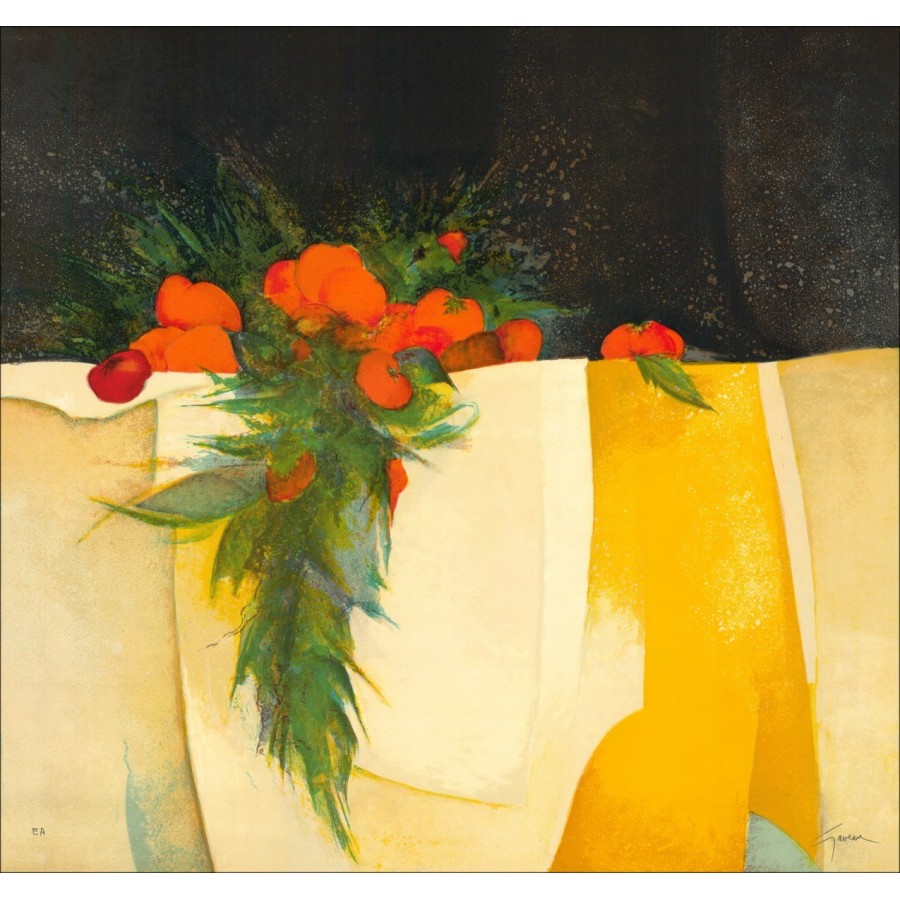 Acquista Still Life al tovaglio giallo Claude Gaveau Litografia originale 