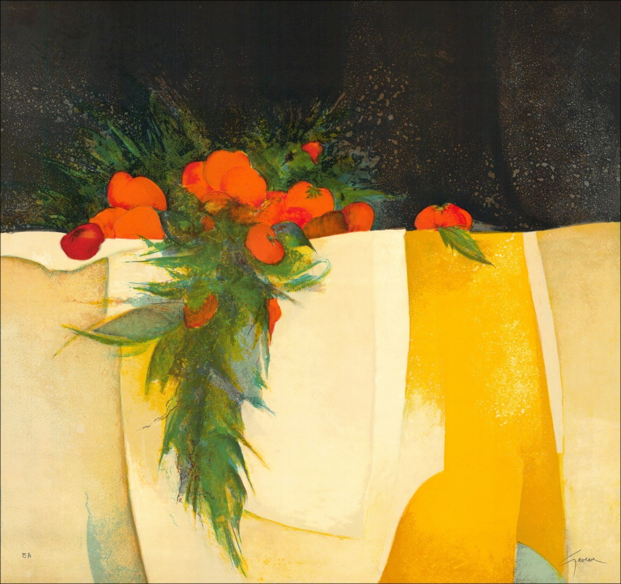 Acquista Still Life al tovaglio giallo Claude Gaveau Litografia originale 
