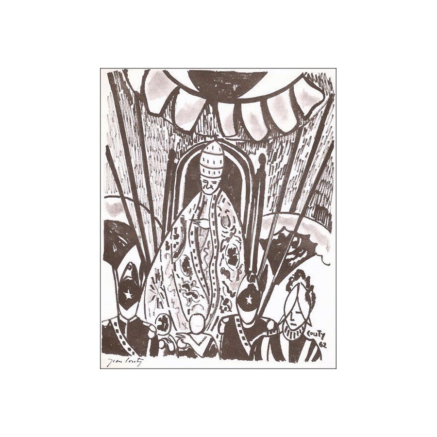 COUTY Jean - Lithograph "The Pope" 27x21cm - 1963