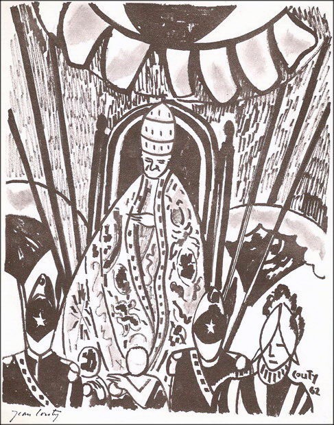 COUTY Jean - Lithograph "The Pope" 27x21cm - 1963