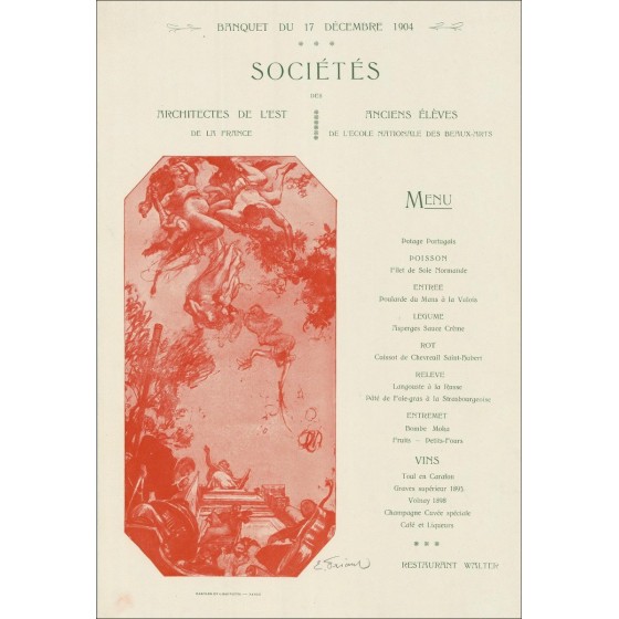 Comprar menú de alumnos una litografía FRIAT IMILE 1904