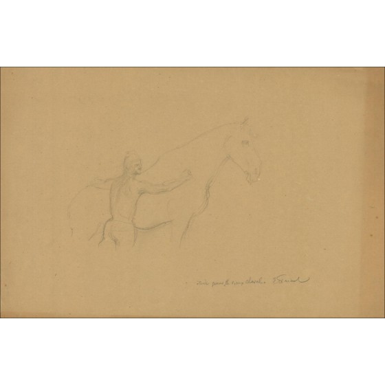 Émile Friant, Studio per il vecchio cavallo (1902), disegno firmato