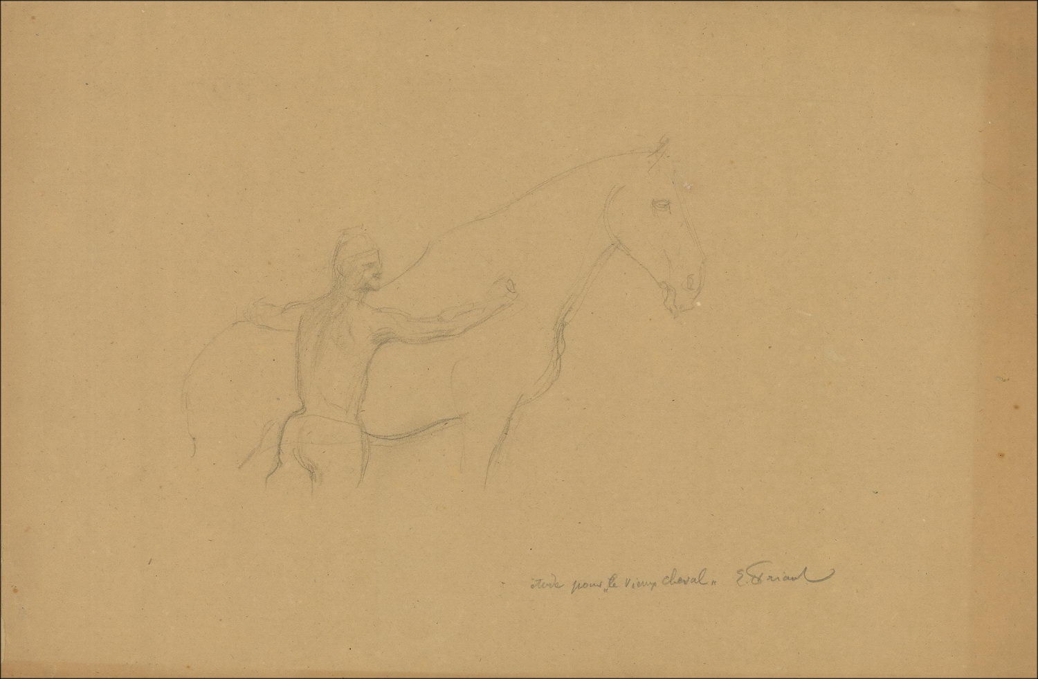 Émile Friant, Studie voor het oude paard (1902), getekende tekening