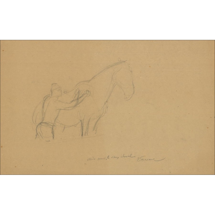 Émile Friant, Studie voor het oude paard (1902), getekende tekening
