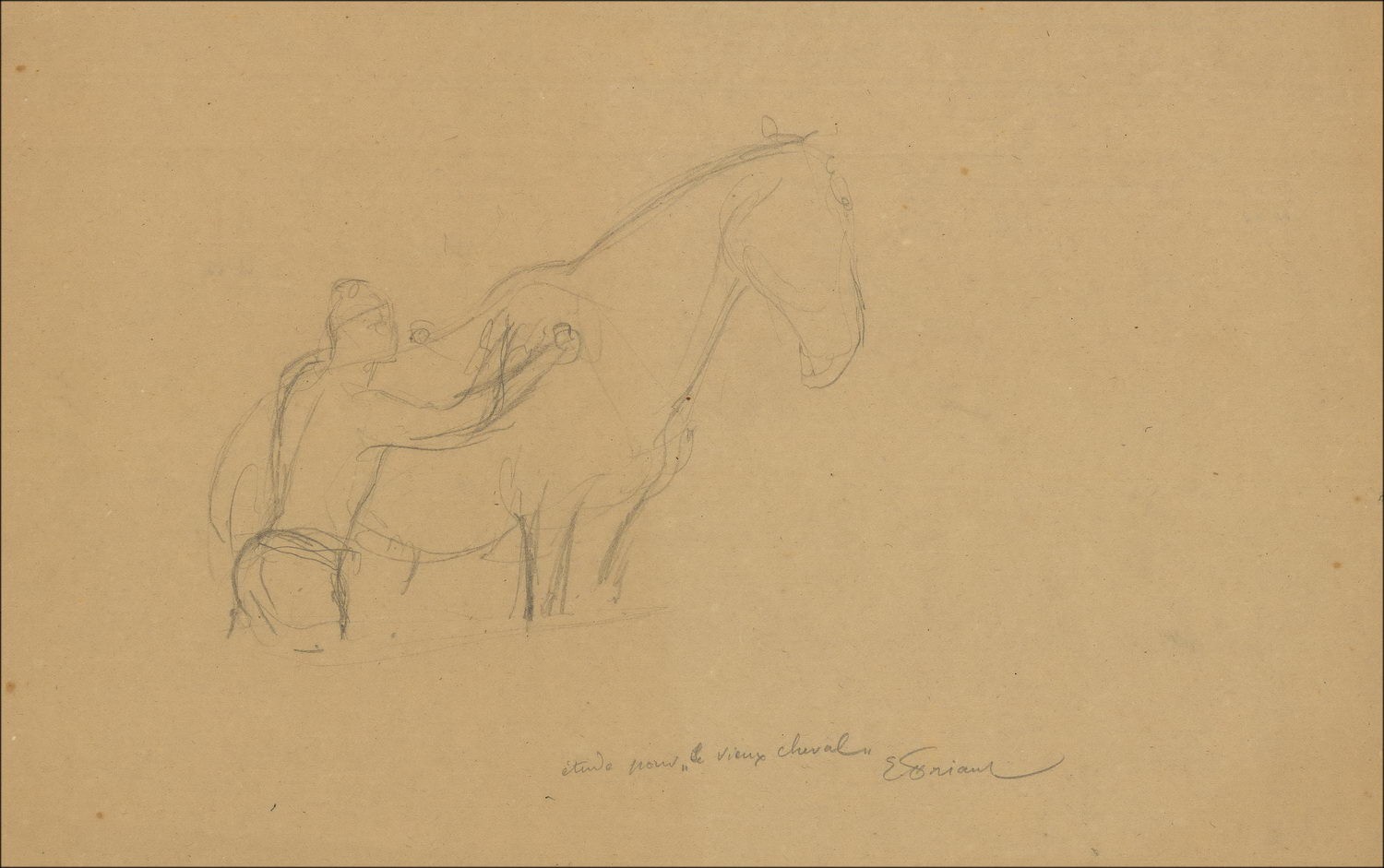 Émile Friant, Studie voor het oude paard (1902), getekende tekening