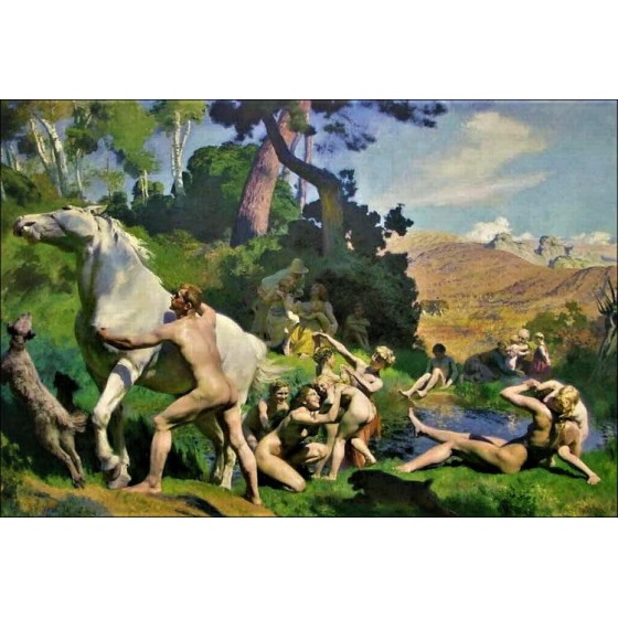 Émile Friant, Estudio para el viejo caballo (1902), dibujo firmado