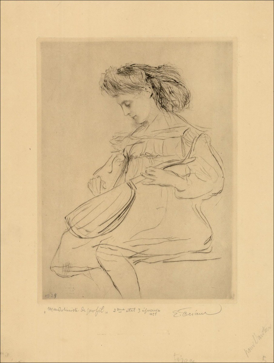 Friame Iémile Comprar Original Grabado Mandolinista Perfil 1929