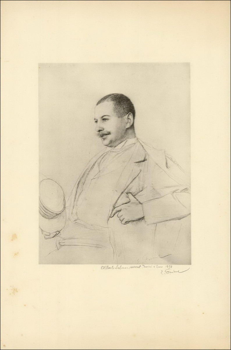 FRIANS Émile - Litografia "Avvocato Albert Salmon a Nancy" 50x32cm - 1897 - Firmato
