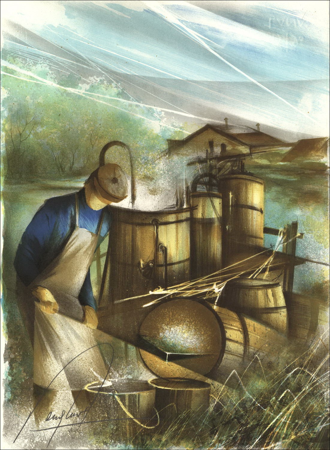 Acheter Le Bouilleur de Cru de Raymond POULET Lithographie Originale 1984