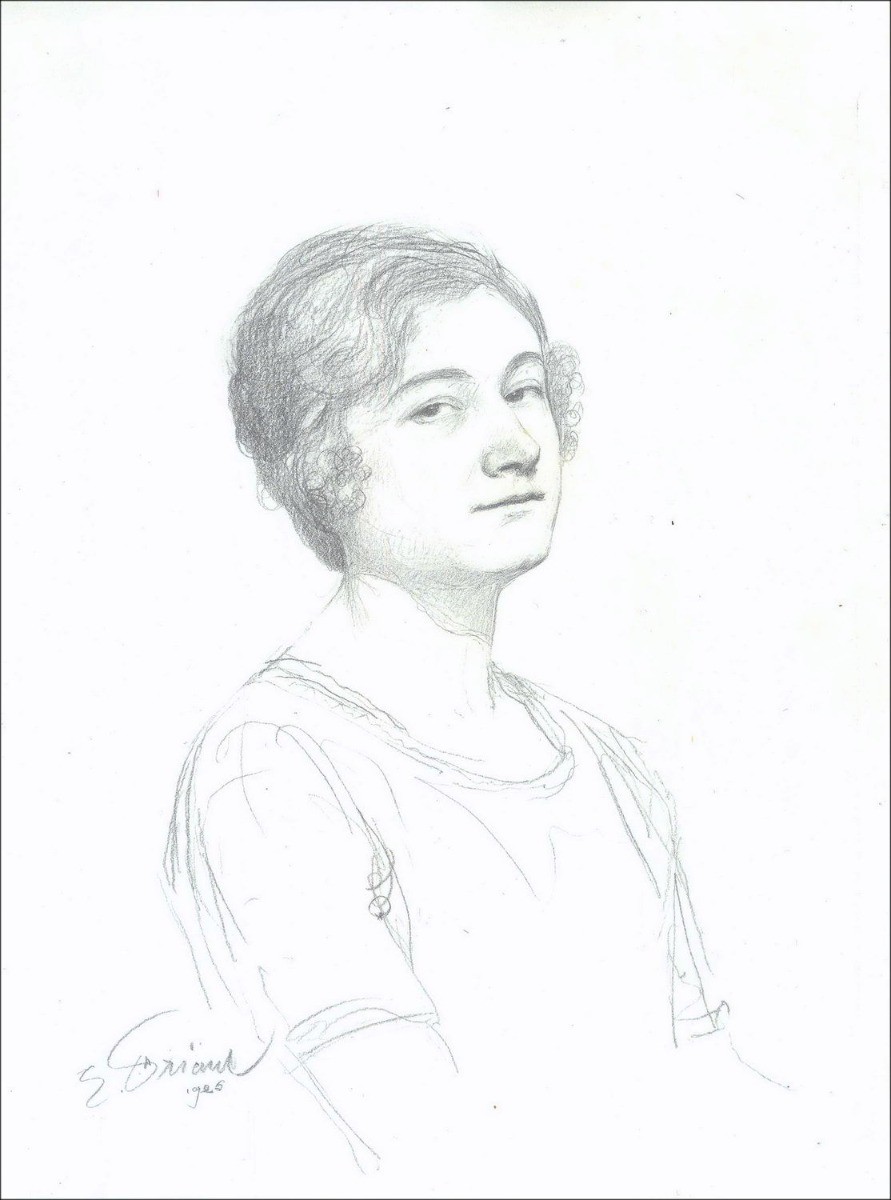 Compra dibujo original con disparar lápiz Emile Retrato de mujer joven