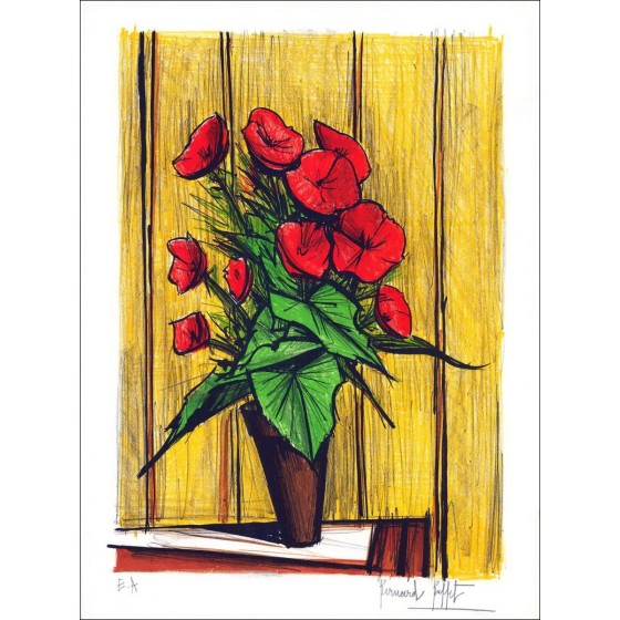 Koop Bernard Buffet Original Lithography Bouquet van Begonias 1977