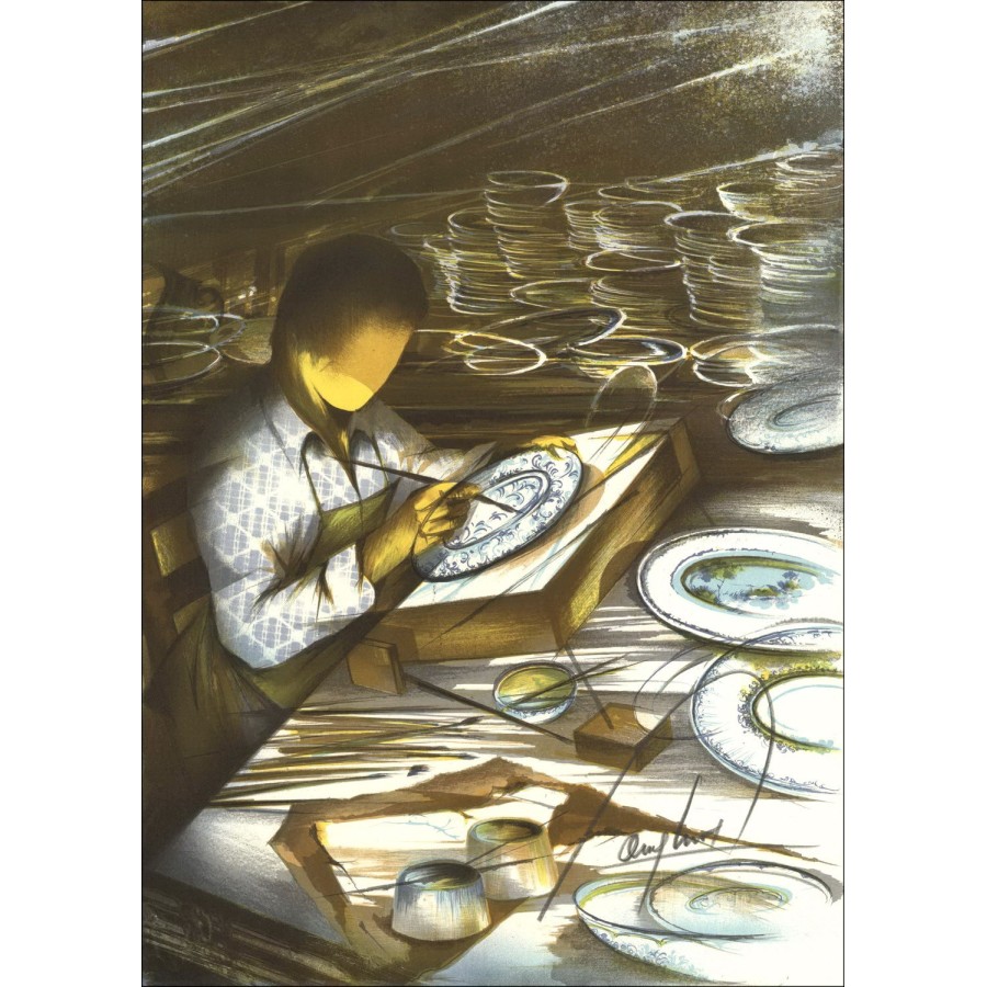 Comprar Ceramista Faïencier Raymond Chicken Lithograph 1984